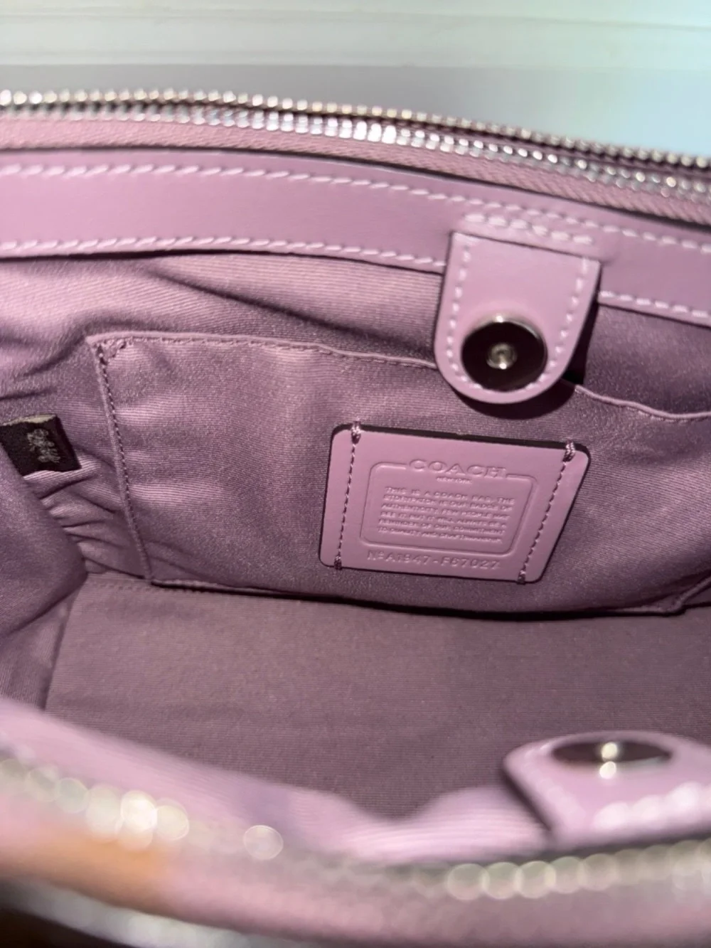 Coach mini Surrey carryall satchel in signature canvas monogram with lavender